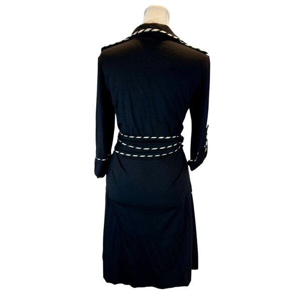Diane von Fürstenberg Black & White Trim Wrap Dress - Picture 8 of 11